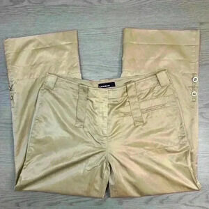 Cambio Women’s Y2K Shiny Glossy Gold Wide-Leg Crop Metallic Pans Size‎ 12